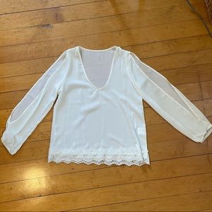 White open shoulder blouse